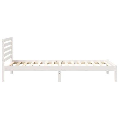Bed Frame with Headboard White 100 x 210 cm Solid Pine Wood
