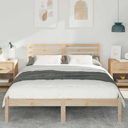 Bed Frame with Headboard Brown 140 x 210 cm Solid Pine Wood