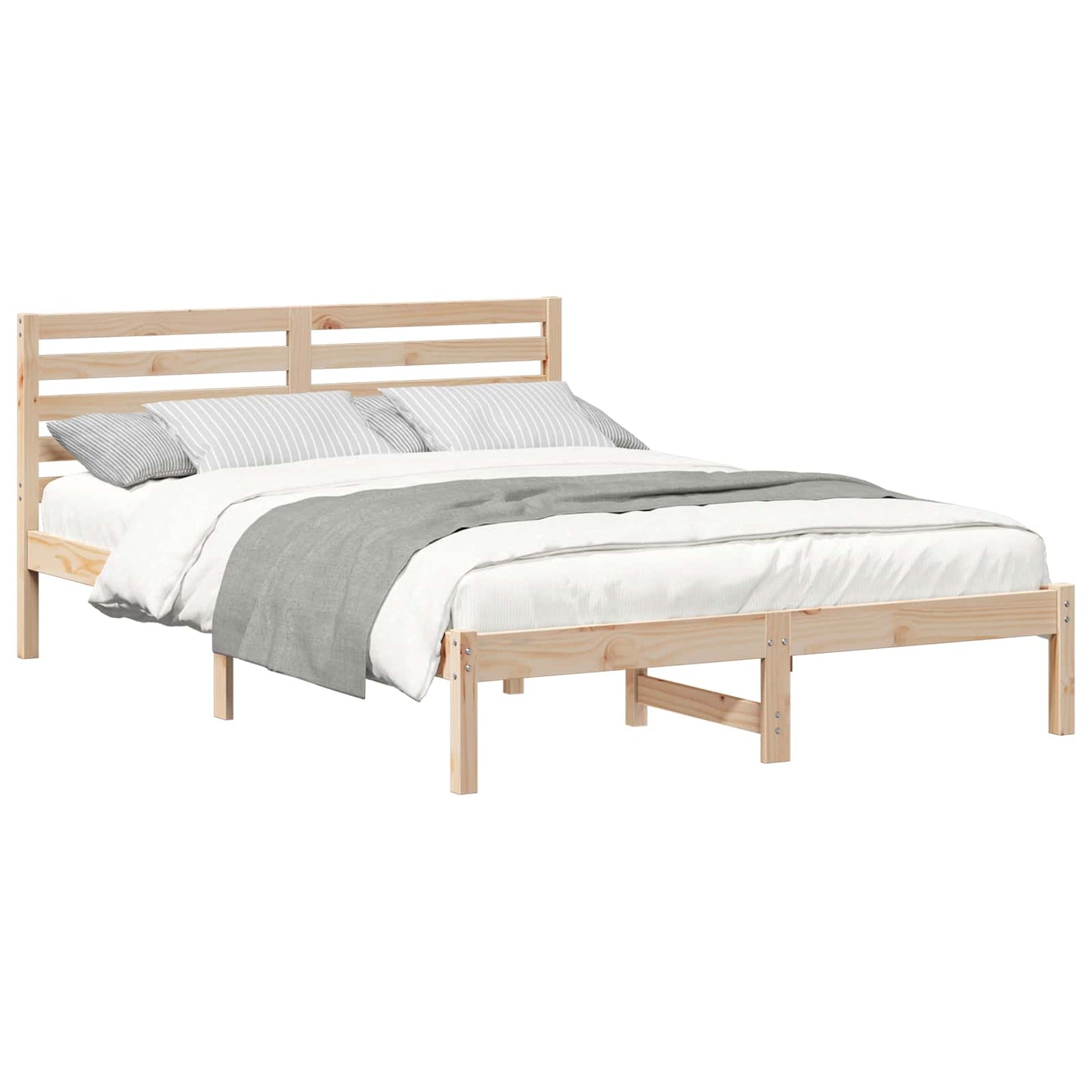 Bed Frame with Headboard Brown 140 x 210 cm Solid Pine Wood