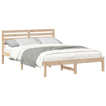 Bed Frame with Headboard Brown 140 x 210 cm Solid Pine Wood