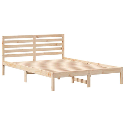 Bed Frame with Headboard Brown 140 x 210 cm Solid Pine Wood