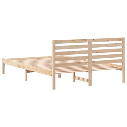 Bed Frame with Headboard Brown 140 x 210 cm Solid Pine Wood