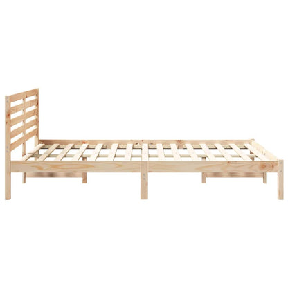 Bed Frame with Headboard Brown 140 x 210 cm Solid Pine Wood