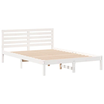 Bed Frame with Headboard White 140 x 210 cm Solid Pine Wood