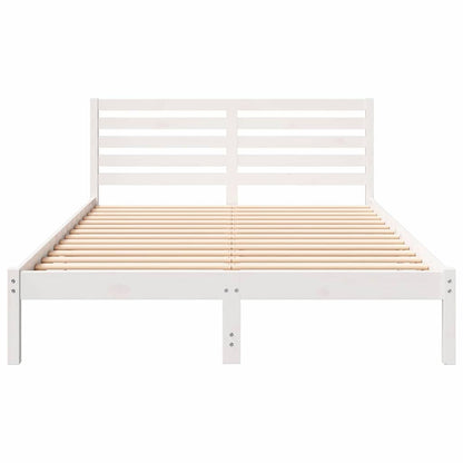 Bed Frame with Headboard White 140 x 210 cm Solid Pine Wood