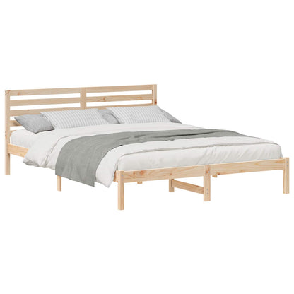Bed Frame with Headboard Brown 160 x 210 cm Solid Pine Wood