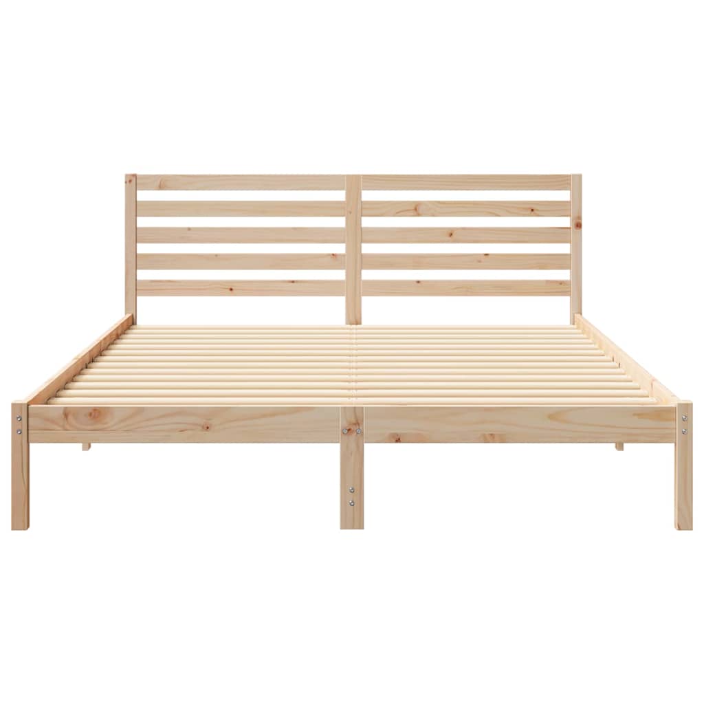 Bed Frame with Headboard Brown 160 x 210 cm Solid Pine Wood