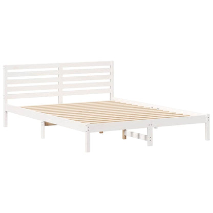 Bed Frame with Headboard White 160 x 210 cm Solid Pine Wood