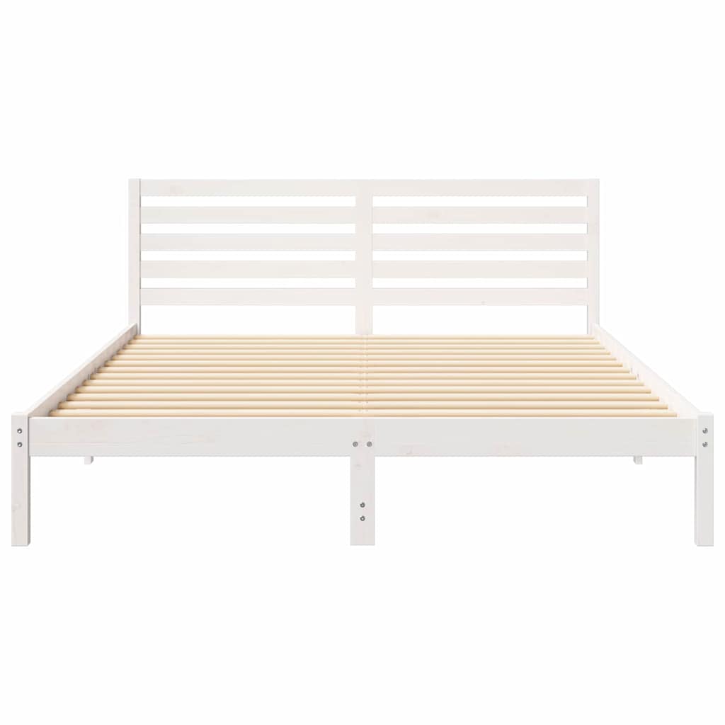 Bed Frame with Headboard White 160 x 210 cm Solid Pine Wood