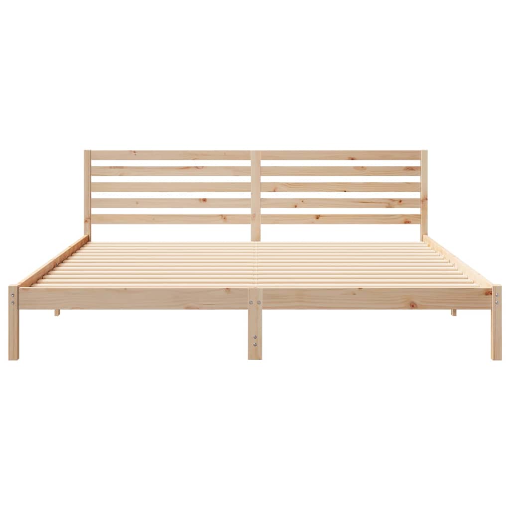 Bed Frame with Headboard Brown 180 x 210 cm Solid Pine Wood