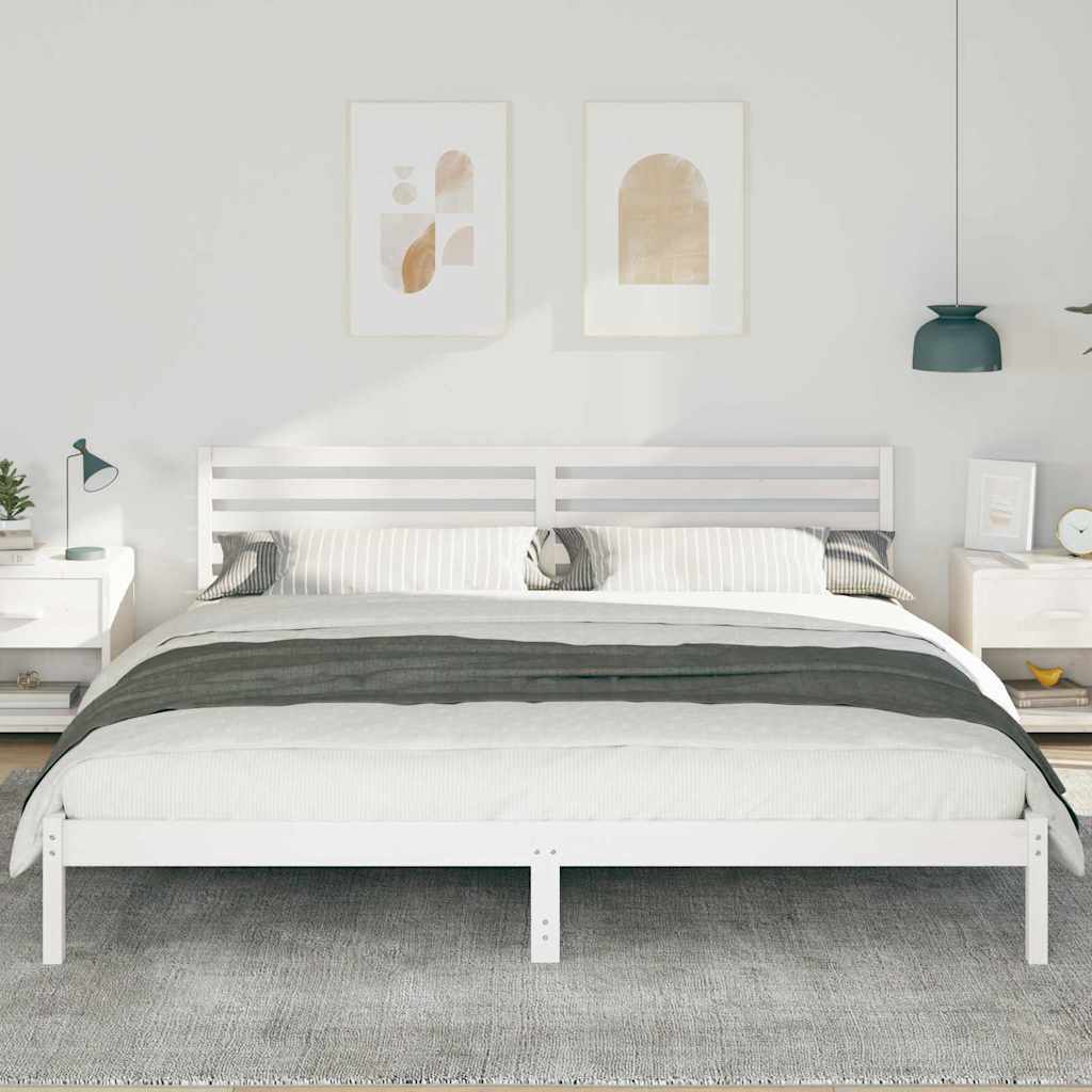 Bed Frame with Headboard White 180 x 210 cm Solid Pine Wood