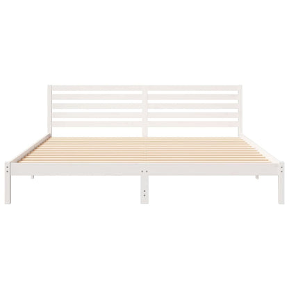 Bed Frame with Headboard White 180 x 210 cm Solid Pine Wood