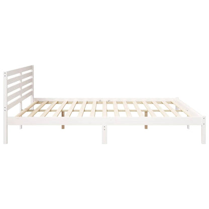 Bed Frame with Headboard White 180 x 210 cm Solid Pine Wood