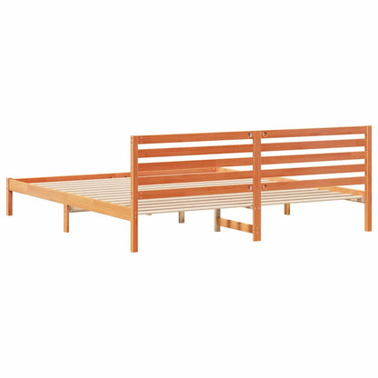 Bed Frame with Headboard Wax Brown 180 x 210 cm Solid Pine Wood
