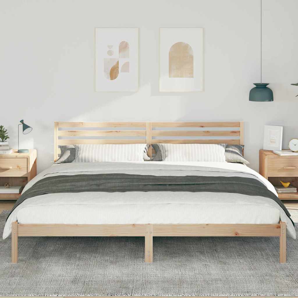 Bed Frame with Headboard Brown 200 x 210 cm Solid Pine Wood