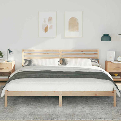 Bed Frame with Headboard Brown 200 x 210 cm Solid Pine Wood