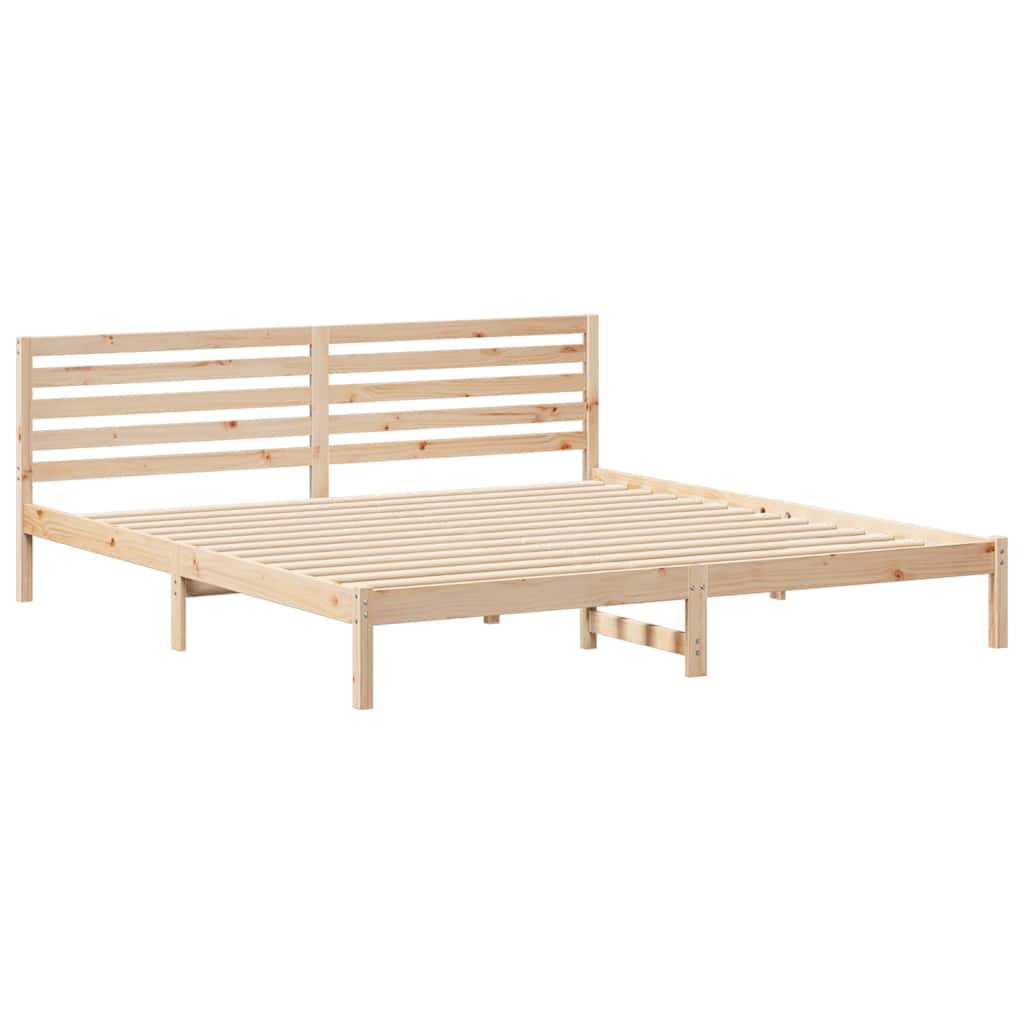 Bed Frame with Headboard Brown 200 x 210 cm Solid Pine Wood