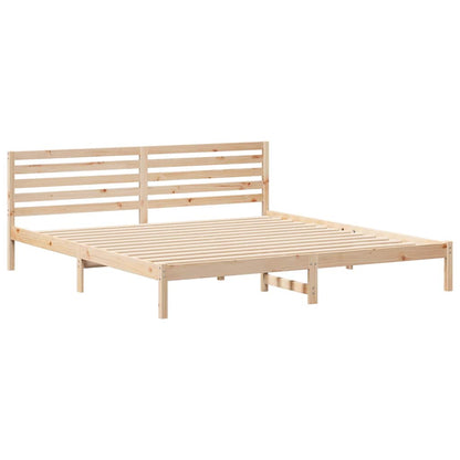 Bed Frame with Headboard Brown 200 x 210 cm Solid Pine Wood