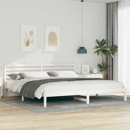 Bed Frame with Headboard White 200 x 210 cm Solid Pine Wood