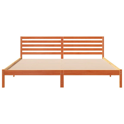 Bed Frame with Headboard Wax Brown 200 x 210 cm Solid Pine Wood