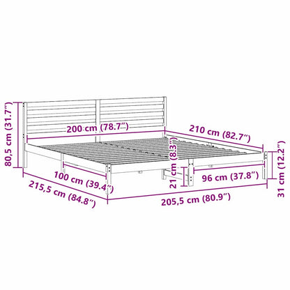 Bed Frame with Headboard Wax Brown 200 x 210 cm Solid Pine Wood
