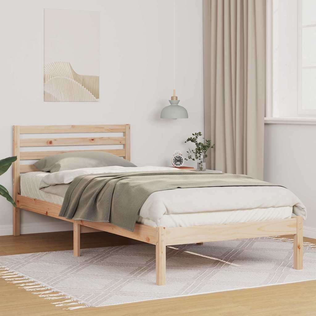 Bed Frame with Headboard Brown 90 x 220 cm Solid Pine Wood