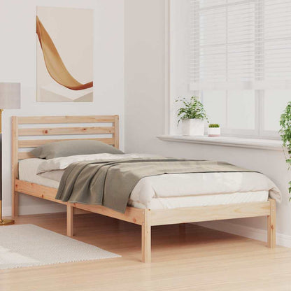 Bed Frame with Headboard Brown 90 x 220 cm Solid Pine Wood