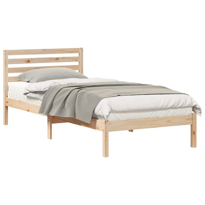 Bed Frame with Headboard Brown 90 x 220 cm Solid Pine Wood