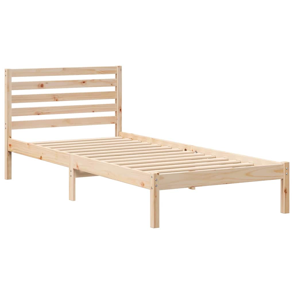 Bed Frame with Headboard Brown 90 x 220 cm Solid Pine Wood