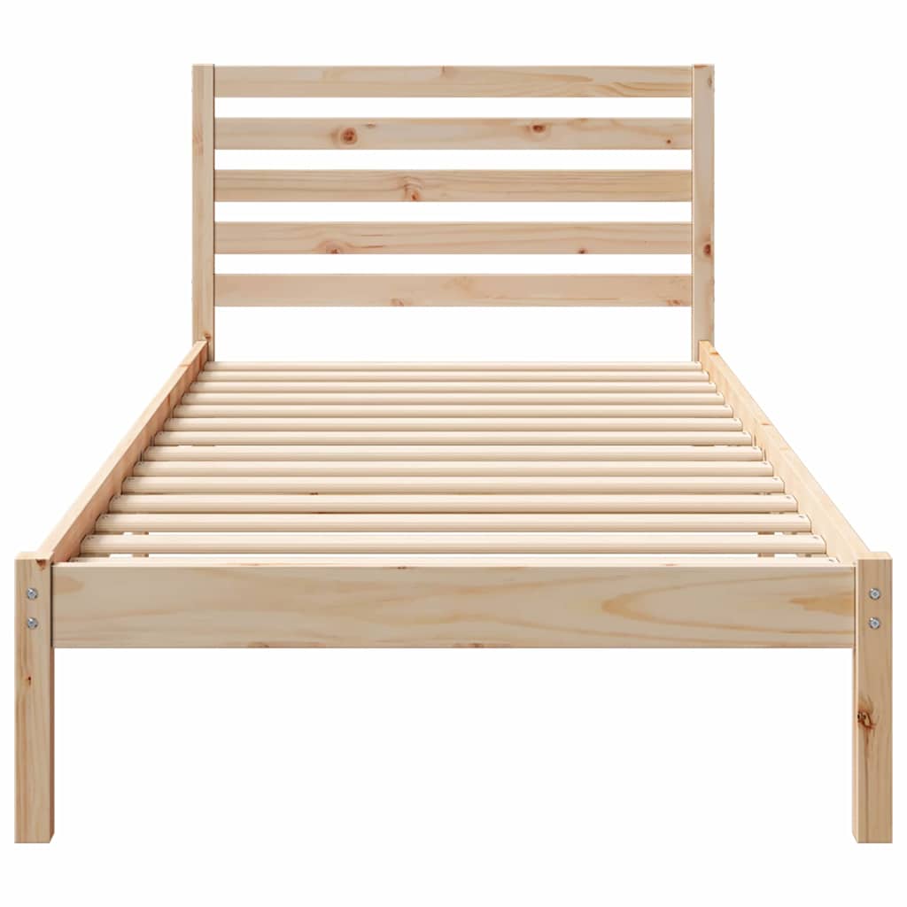 Bed Frame with Headboard Brown 90 x 220 cm Solid Pine Wood
