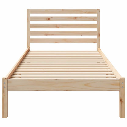 Bed Frame with Headboard Brown 90 x 220 cm Solid Pine Wood