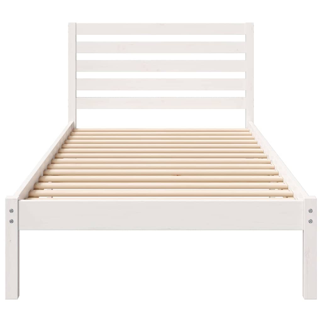 Bed Frame with Headboard White 90 x 220 cm Solid Pine Wood