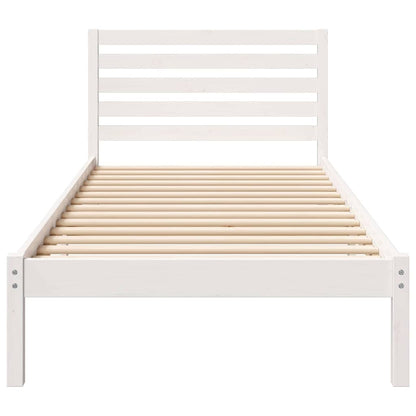 Bed Frame with Headboard White 90 x 220 cm Solid Pine Wood