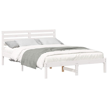 Bed Frame with Headboard White 140 x 220 cm Solid Pine Wood