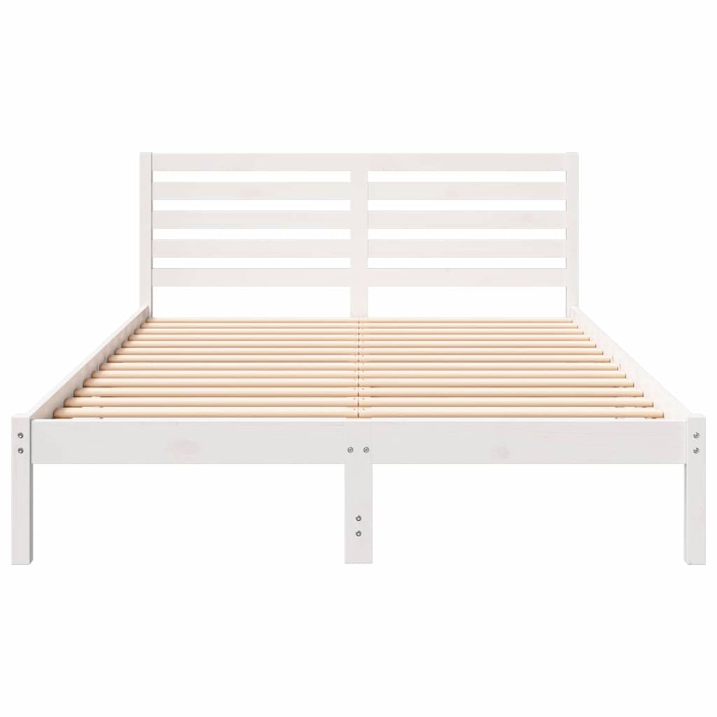 Bed Frame with Headboard White 140 x 220 cm Solid Pine Wood