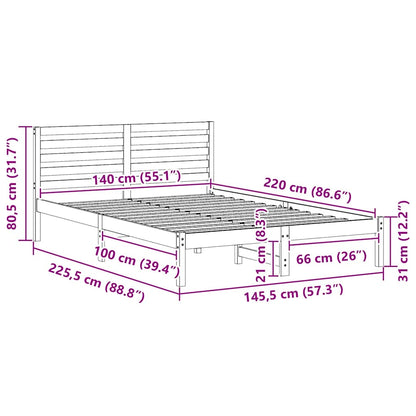 Bed Frame with Headboard White 140 x 220 cm Solid Pine Wood