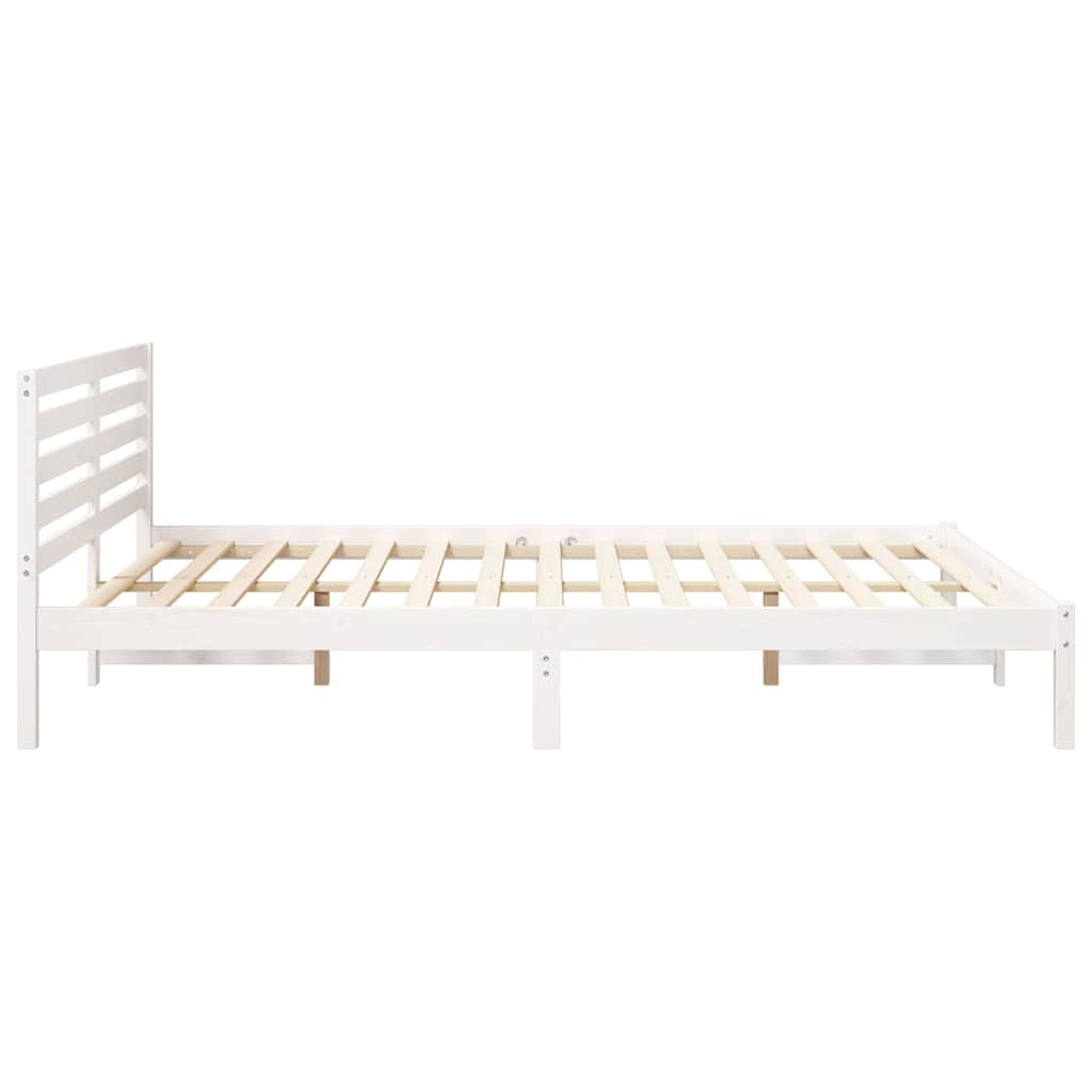 Bed Frame with Headboard White 160 x 220 cm Solid Pine Wood