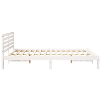 Bed Frame with Headboard White 160 x 220 cm Solid Pine Wood