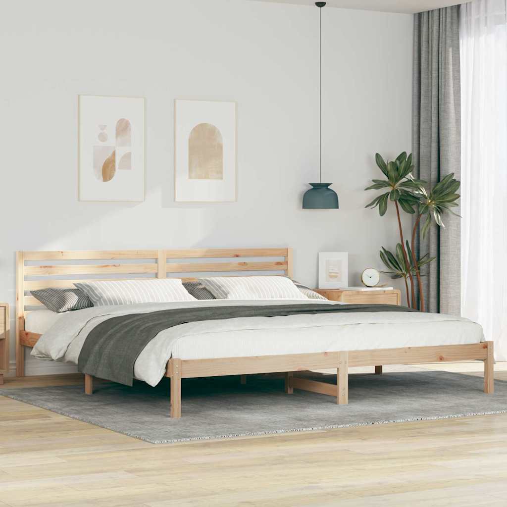 Bed Frame with Headboard Brown 180 x 220 cm Solid Pine Wood