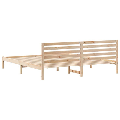 Bed Frame with Headboard Brown 180 x 220 cm Solid Pine Wood