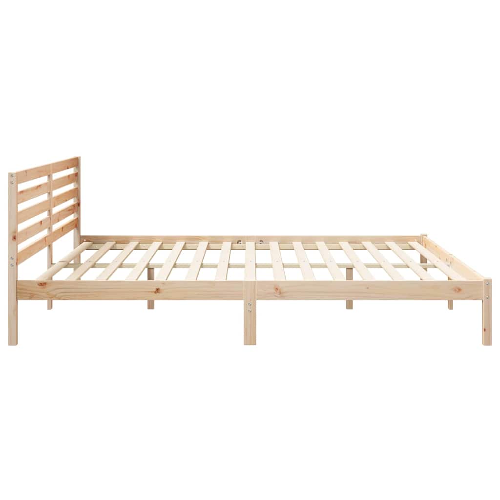 Bed Frame with Headboard Brown 180 x 220 cm Solid Pine Wood