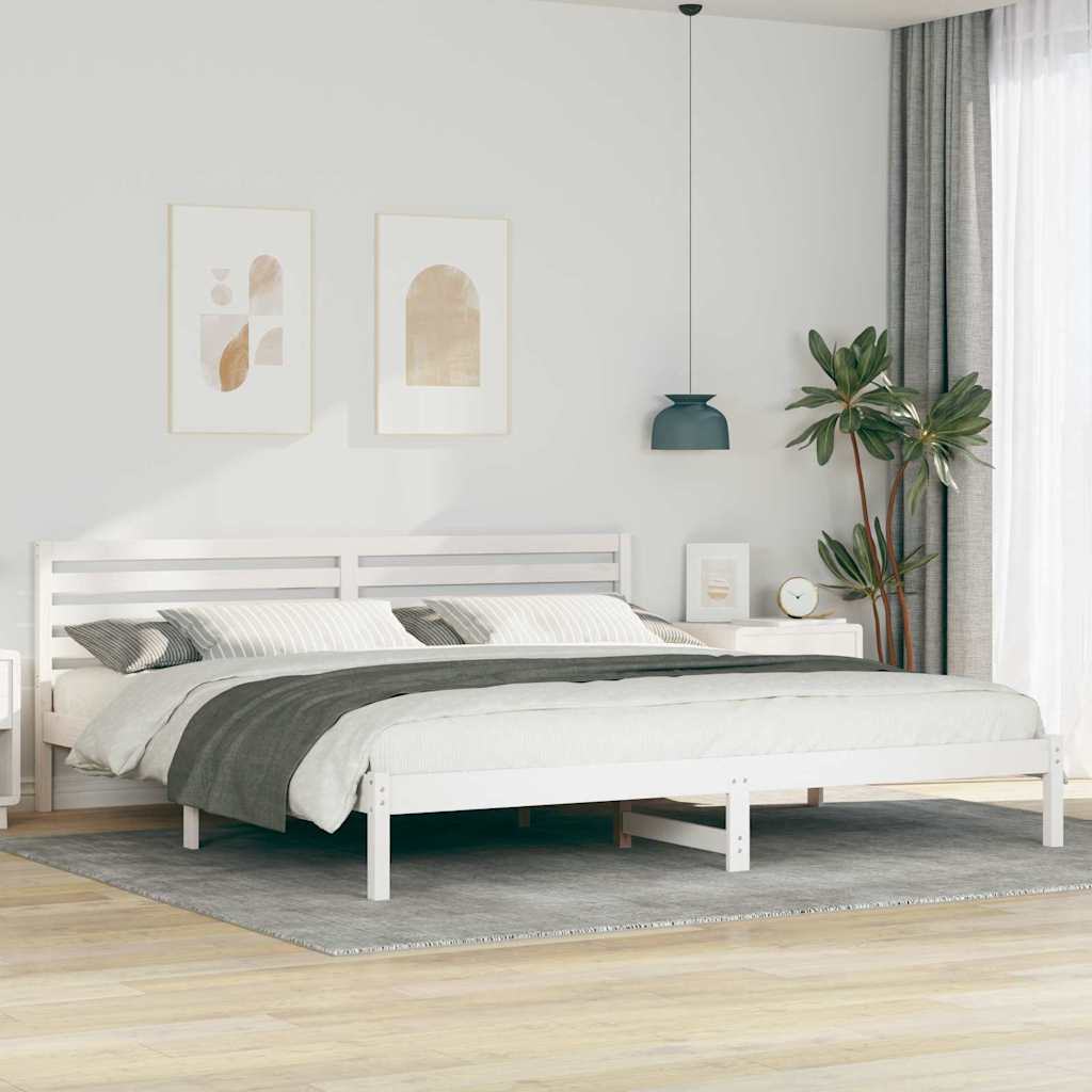 Bed Frame with Headboard White 180 x 220 cm Solid Pine Wood