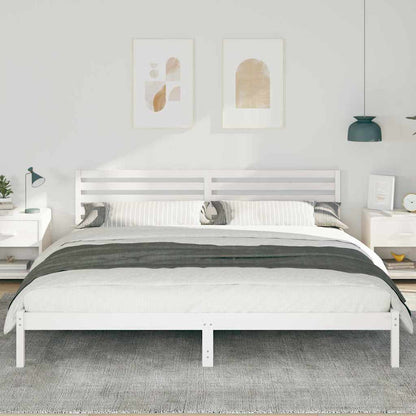 Bed Frame with Headboard White 180 x 220 cm Solid Pine Wood