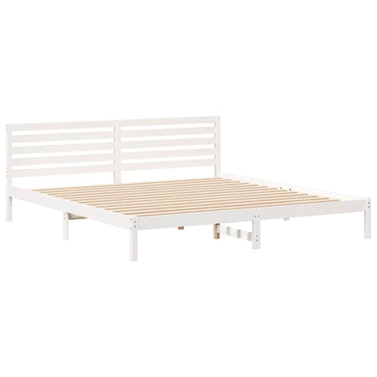 Bed Frame with Headboard White 180 x 220 cm Solid Pine Wood
