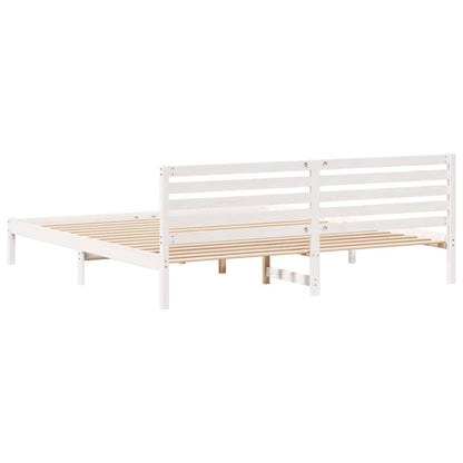 Bed Frame with Headboard White 180 x 220 cm Solid Pine Wood