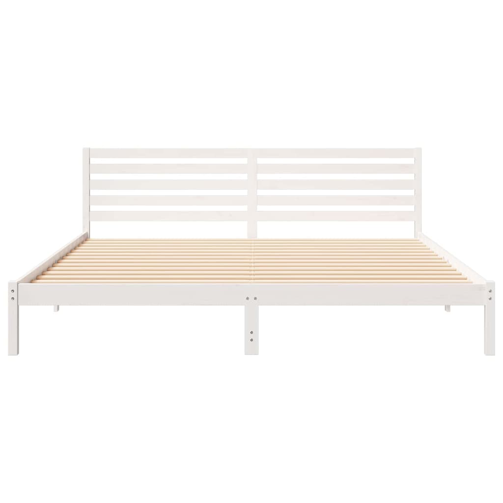 Bed Frame with Headboard White 180 x 220 cm Solid Pine Wood