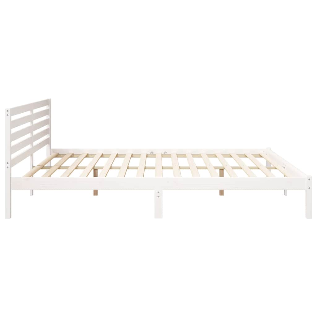 Bed Frame with Headboard White 180 x 220 cm Solid Pine Wood