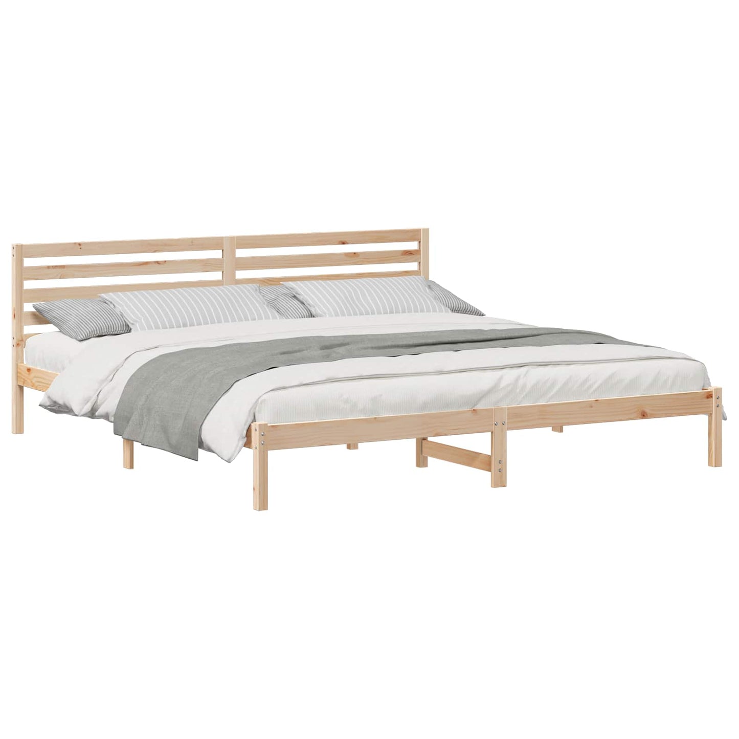 Bed Frame with Headboard Brown 200 x 220 cm Solid Pine Wood