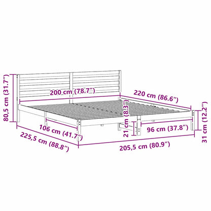 Bed Frame with Headboard Wax Brown 200 x 220 cm Solid Pine Wood