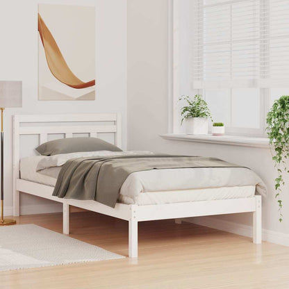 Bed Frame White 80 x 200 cm Solid Pine Wood